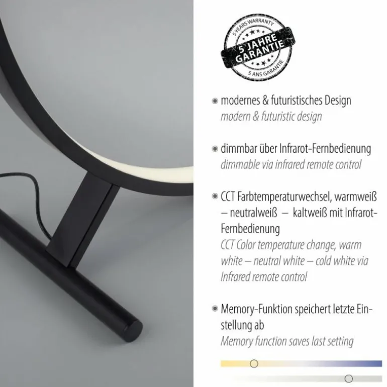 Lampadaire Paul Neuhaus HULA LED Noir, 1 lumière, Télécommandes