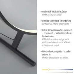 Lampadaire Paul Neuhaus HULA LED Noir, 1 lumière, Télécommandes