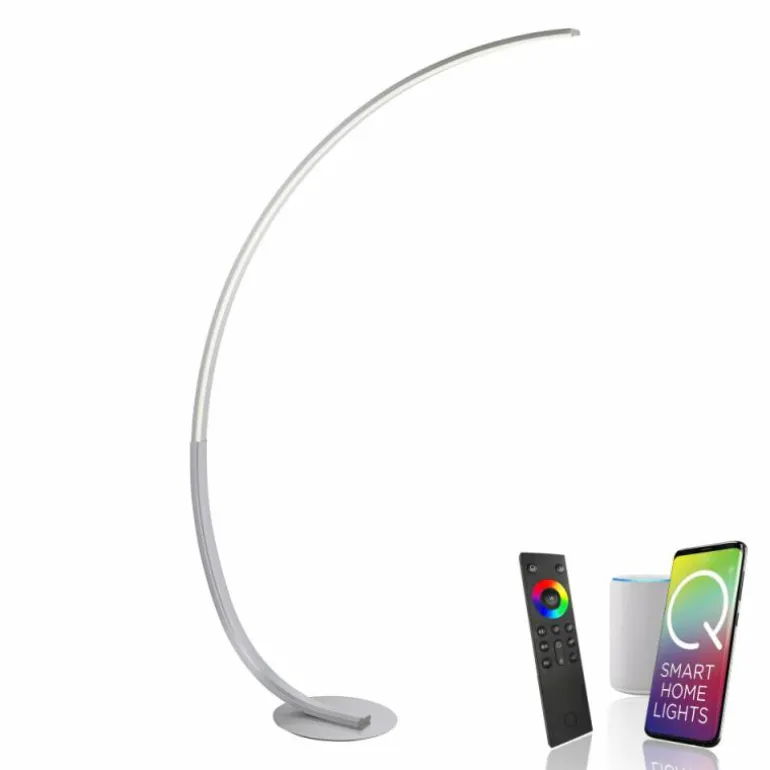 Lampadaire Paul Neuhaus Q-VITO LED Acier inoxydable, 1 lumière, Télécommandes