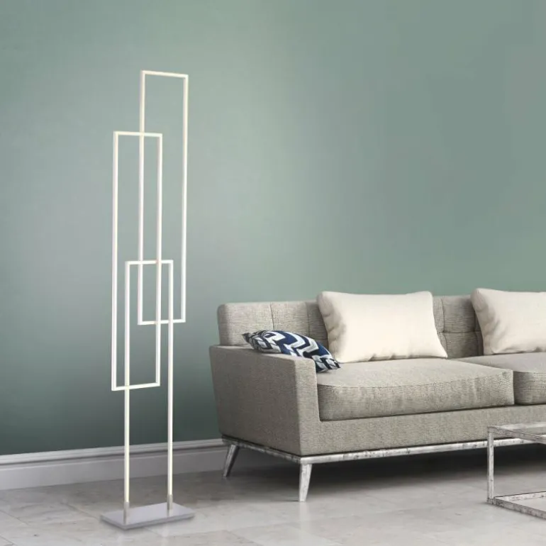 Lampadaire Paul Neuhaus Q-INIGO LED Acier brossé, 3 lumières, Télécommandes