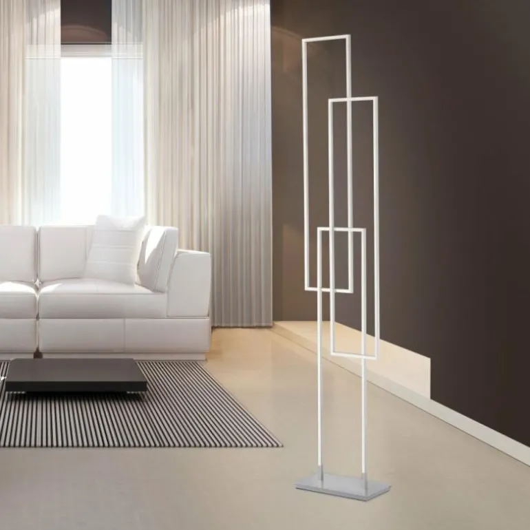 Lampadaire Paul Neuhaus Q-INIGO LED Acier brossé, 3 lumières, Télécommandes