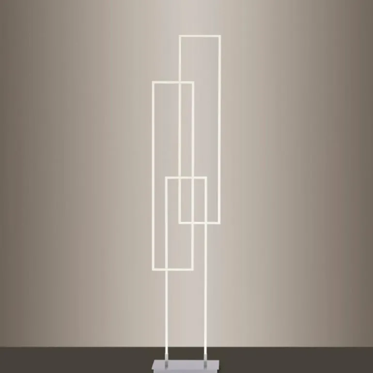 Lampadaire Paul Neuhaus Q-INIGO LED Acier brossé, 3 lumières, Télécommandes