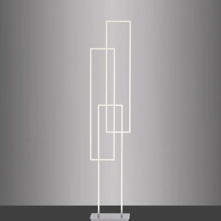 Lampadaire Paul Neuhaus Q-INIGO LED Acier brossé, 3 lumières, Télécommandes