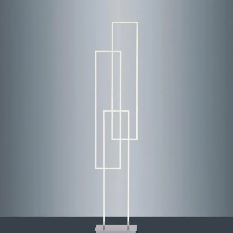 Lampadaire Paul Neuhaus Q-INIGO LED Acier brossé, 3 lumières, Télécommandes