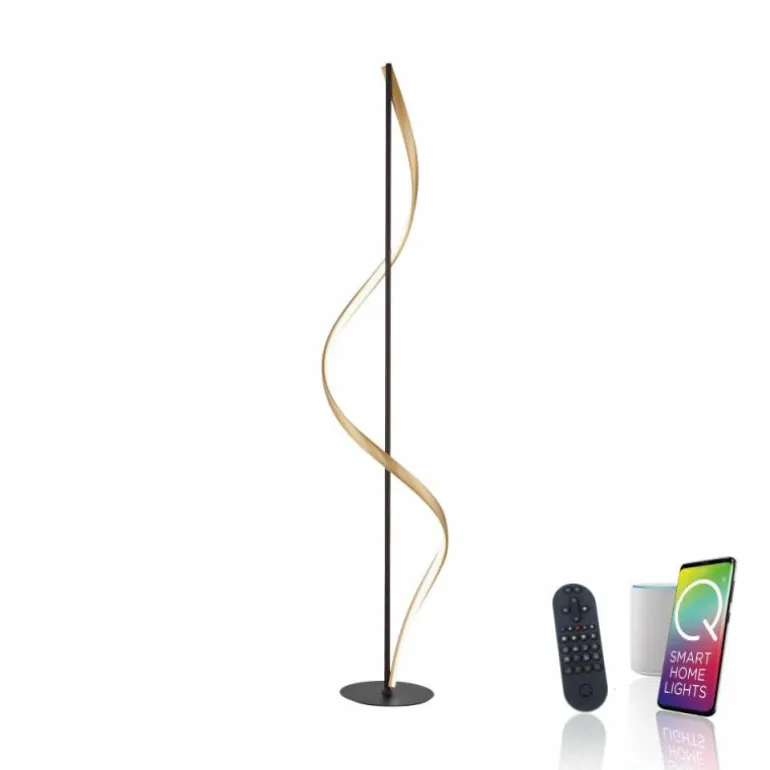 Lampadaire Paul Neuhaus QSWING LED Anthracite, Or, 1 lumière, Télécommandes
