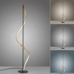 Lampadaire Paul Neuhaus QSWING LED Anthracite, Or, 1 lumière, Télécommandes