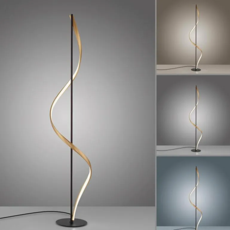 Lampadaire Paul Neuhaus QSWING LED Anthracite, Or, 1 lumière, Télécommandes