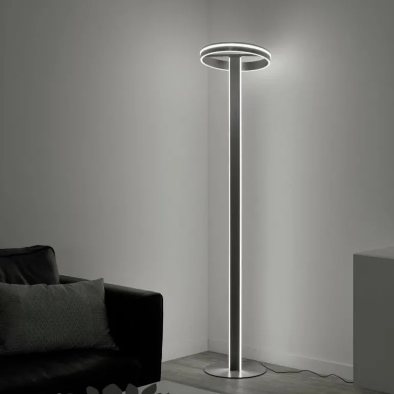 Lampadaire Paul-Neuhaus Q-VITO LED Acier brossé, 3 lumières, Télécommandes
