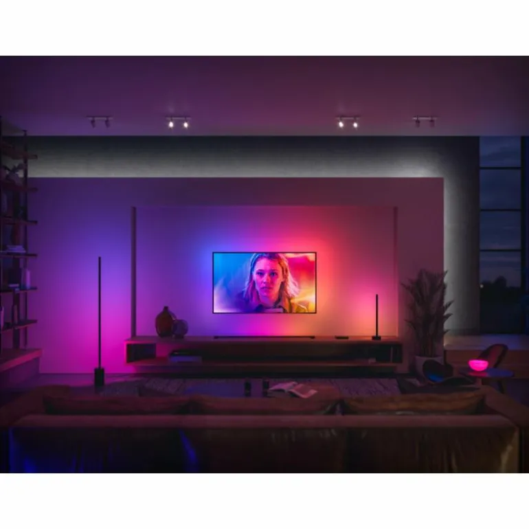 Lampadaire Philips Hue Signe LED Noir, 1 lumière, Changeur de couleurs