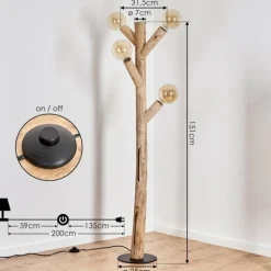 Lampadaire Pozos Écru, Noir, 4 lumières