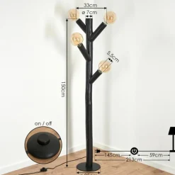 Lampadaire Pozos Noir, 4 lumières