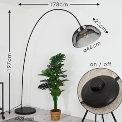 Lampadaire Pralo Noir, 1 lumière