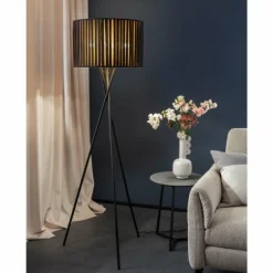 Lampadaire SCHÖNER WOHNEN-Kollektion Crease Noir, 3 lumières