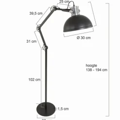 Lampadaire Steinhauer Brooklyn Noir, 1 lumière