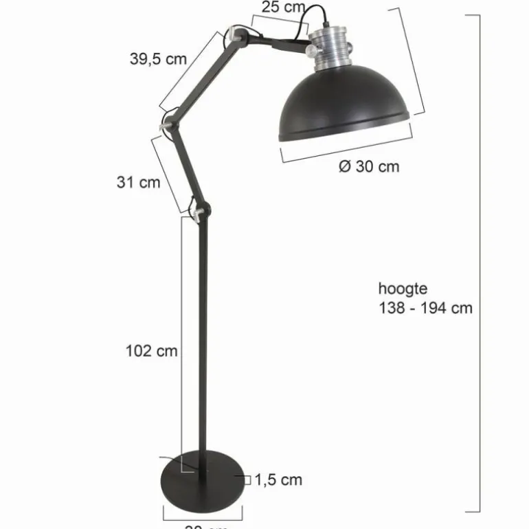 Lampadaire Steinhauer Brooklyn Noir, 1 lumière