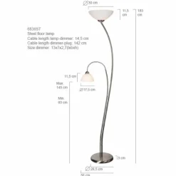 Lampadaire Steinhauer CAPRI Acier inoxydable, 2 lumières