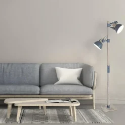 Lampadaire Steinhauer Gearwood Gris, Bois clair, 2 lumières