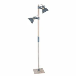 Lampadaire Steinhauer Gearwood Gris, Bois clair, 2 lumières