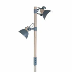 Lampadaire Steinhauer Gearwood Gris, Bois clair, 2 lumières