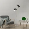 Lampadaire Steinhauer Gearwood Anthracite, Bois foncé, 2 lumières