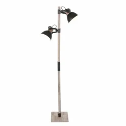 Lampadaire Steinhauer Gearwood Anthracite, Bois foncé, 2 lumières