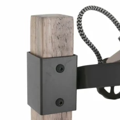 Lampadaire Steinhauer Gearwood Anthracite, Bois foncé, 2 lumières