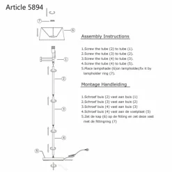 Lampadaire Steinhauer MEXLITE Acier inoxydable, 1 lumière