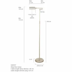 Lampadaire Steinhauer Mexlite LED Acier inoxydable, 1 lumière