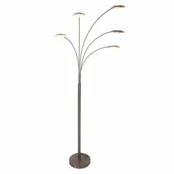 Lampadaire Steinhauer Mexlite LED Acier inoxydable, 5 lumières