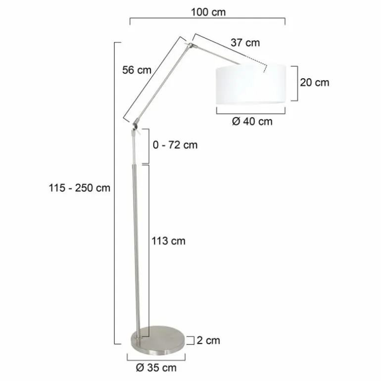 Lampadaire Steinhauer Prestige Chic Acier brossé, 1 lumière