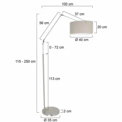 Lampadaire Steinhauer Prestige Chic Acier brossé, 1 lumière