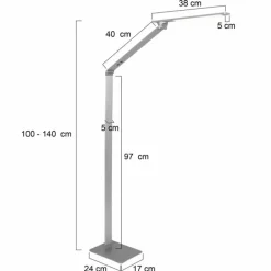 Lampadaire Steinhauer Serenade LED Acier inoxydable, Blanc, 1 lumière