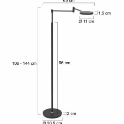 Lampadaire Steinhauer Soleil LED Noir, 1 lumière