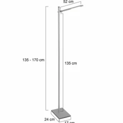 Lampadaire Steinhauer Stekk LED Acier inoxydable, Blanc, 1 lumière