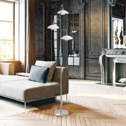 Lampadaire Steinhauer Tallerken LED Acier inoxydable, Blanc, 3 lumières