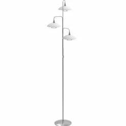 Lampadaire Steinhauer Tallerken LED Acier inoxydable, Blanc, 3 lumières