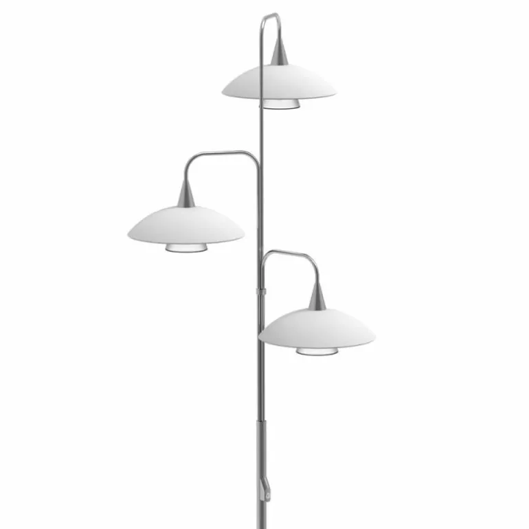 Lampadaire Steinhauer Tallerken LED Acier inoxydable, Blanc, 3 lumières