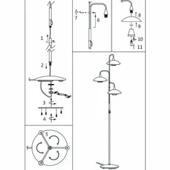 Lampadaire Steinhauer Tallerken LED Acier inoxydable, Blanc, 3 lumières