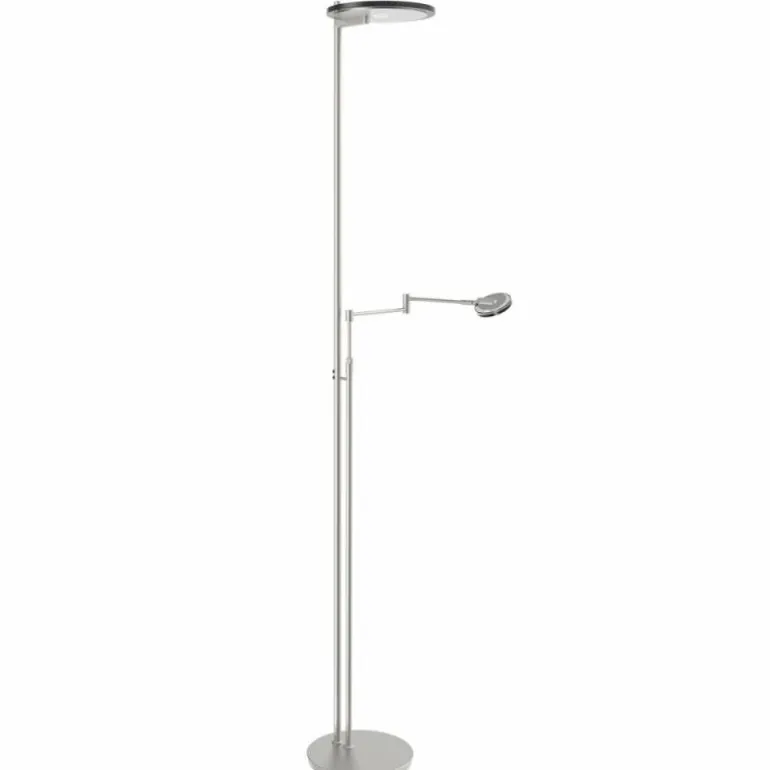 Lampadaire Steinhauer Turound LED Acier brossé, 2 lumières