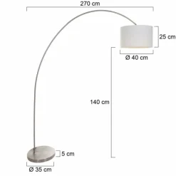 Lampadaire Steinhauer Twaki Acier inoxydable, 1 lumière