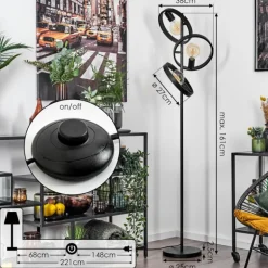 Lampadaire Theareabarivat Anthracite, 3 lumières