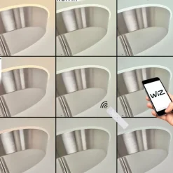 Lampadaire Theron LED Nickel mat, 1 lumière, Télécommandes