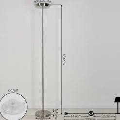 Lampadaire Theron LED Nickel mat, 1 lumière, Télécommandes