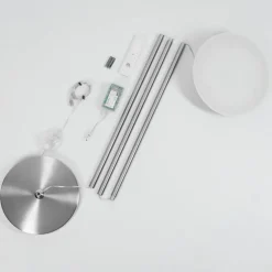 Lampadaire Theron LED Nickel mat, 1 lumière, Télécommandes