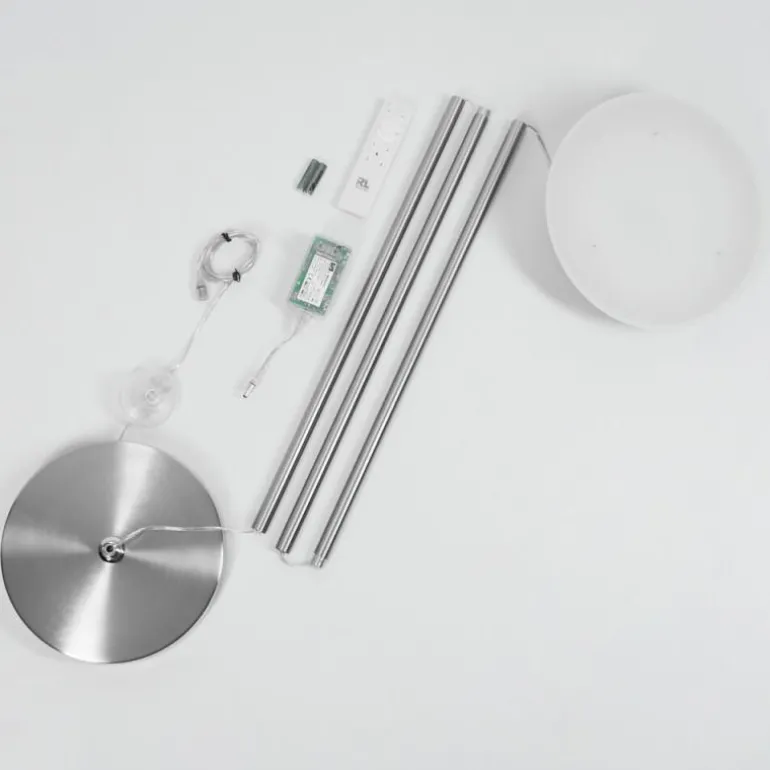 Lampadaire Theron LED Nickel mat, 1 lumière, Télécommandes