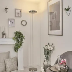 Lampadaire Theron LED Nickel mat, 1 lumière, Télécommandes