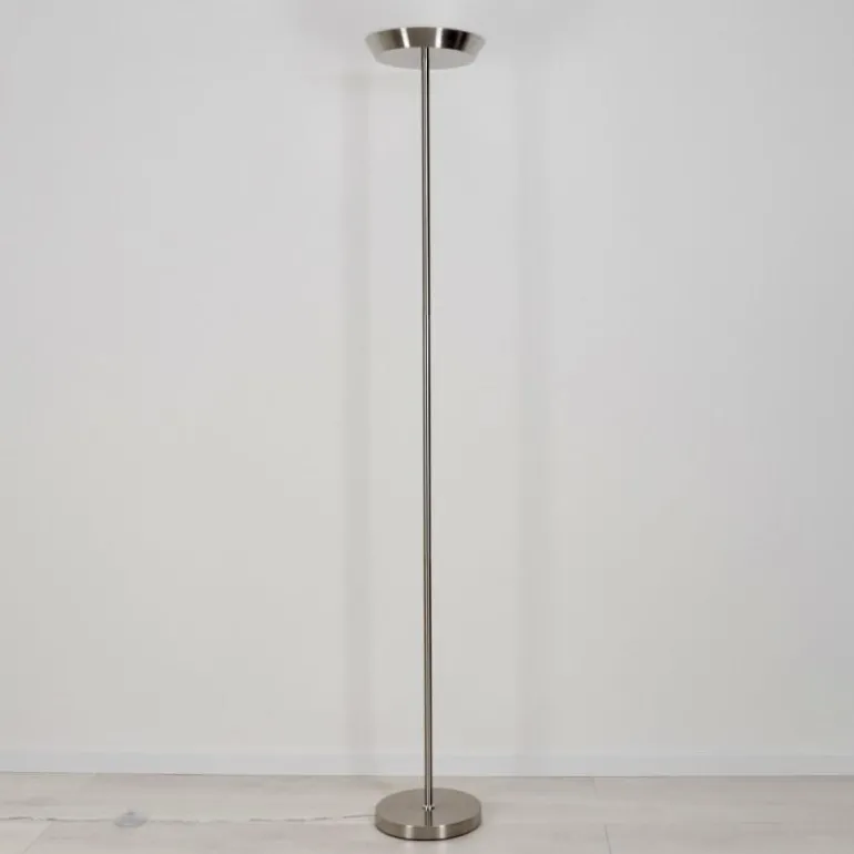 Lampadaire Theron LED Nickel mat, 1 lumière, Télécommandes