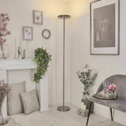 Lampadaire Theron LED Nickel mat, 1 lumière, Télécommandes