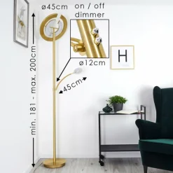 Lampadaire Umag LED Laiton, 2 lumières