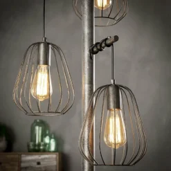 Lampadaire Veldhuizen Argenté, 3 lumières